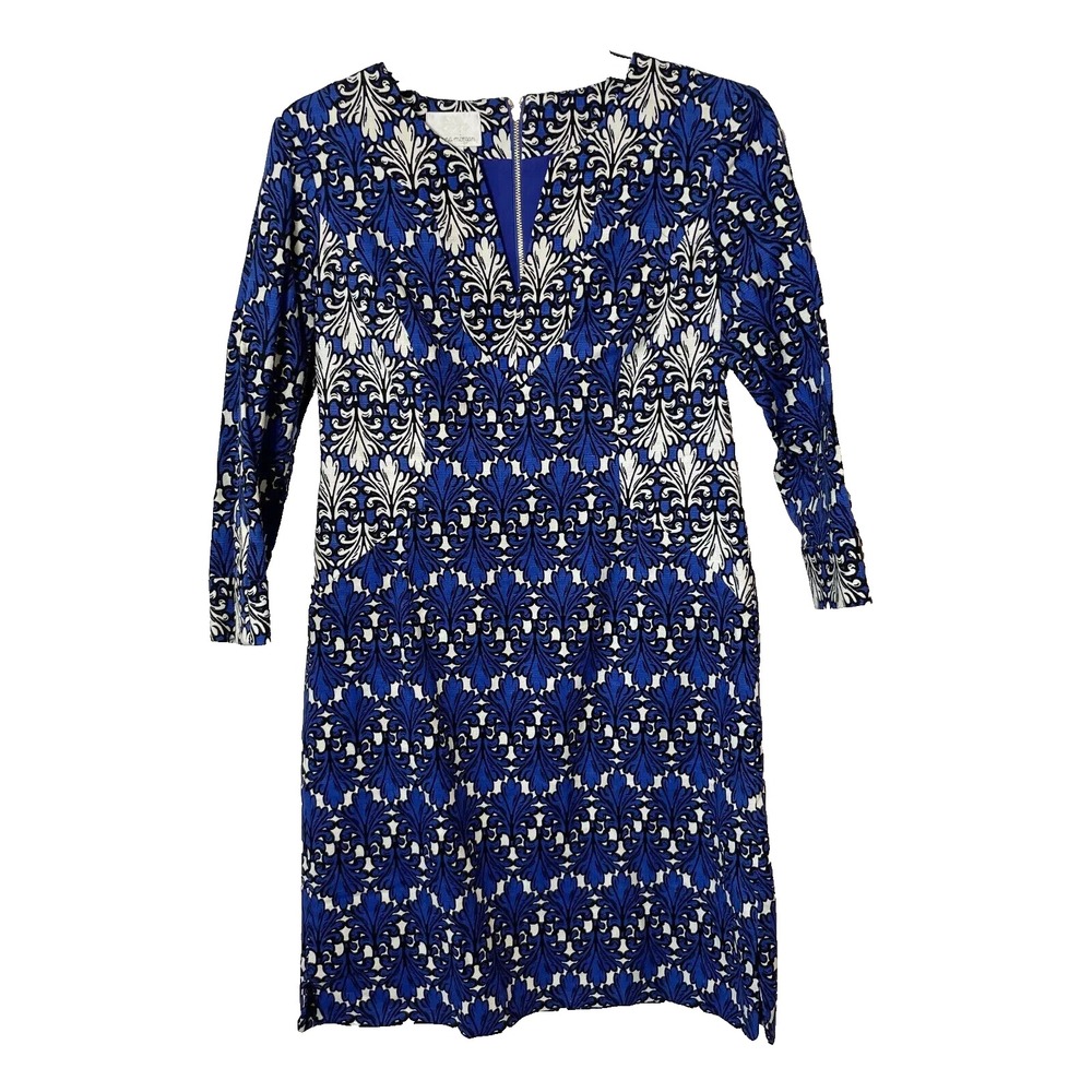 Vintage Donna Morgan Shift Dress Womens Size‎ 2 V-Neck 3/4 Sleeve Floral